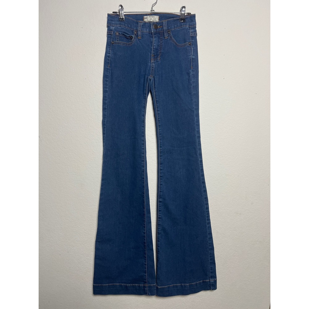 Free People Flare Jeans 24 Blue Womens Boho Retro 70s Mid Rise Slim Fit Denim